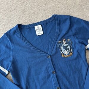 Harry Potter Blue Ravenclaw Cardigan Academic Varsity Stripe Woman's Size Large